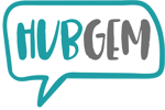 HubGem logo displayed in a speech bubble shape with the word ‘HubGem’ in teal and grey text on a white background.